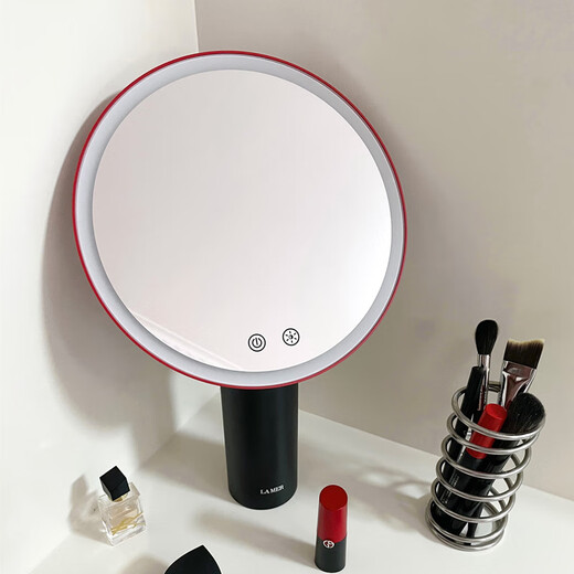 Birthday wedding gift LAMER makeup mirror with light led smart mirror internet celebrity desktop mirror companion gift green smart mirror + 5x mirror + gift box + shopping bag