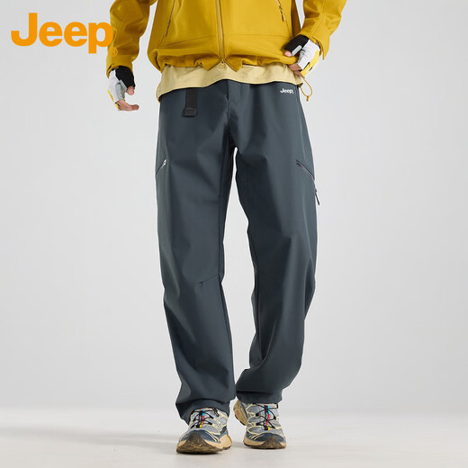 JEEP Jeep three-in-one assault casual pants men's winter velvet warm waterproof ski overalls dark gray XL