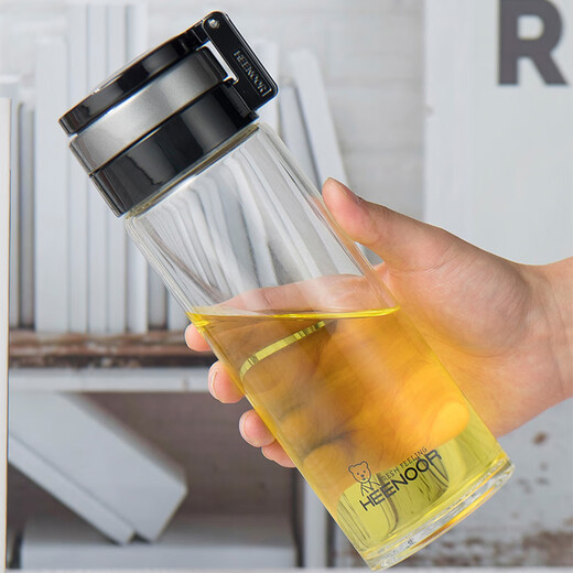 Heenoor en verre unique tasse résistante à la chaleur à l'épreuve de grande capacité tasse de thé épaissie avec anneau de levage pour hommes Tasse d'eau de voiture portable extérieure 6076-695 ml [Même modèle pour comptoir] 695 ml 1 pièce