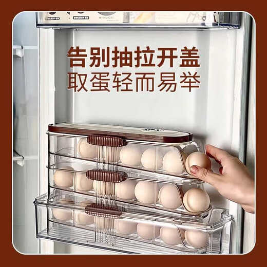 TYZAYR Japanese automatic rolling egg storage box for refrigerators, special kitchen organizer, refrigerator side door with deepened large capacity box, double rows and single layer (with built-in handle, can hold 16 eggs)