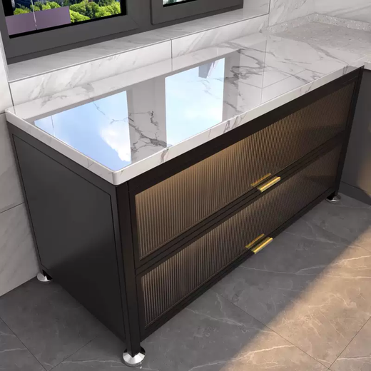 Yusenyi kitchen storage cabinet board floor-to-ceiling rack microwave storage multi-layer cabinet kitchen cabinet household dust-proof cupboard rock thickened slate gentleman gray (3 layers long 125 wide 45 high 80) delivered to your door