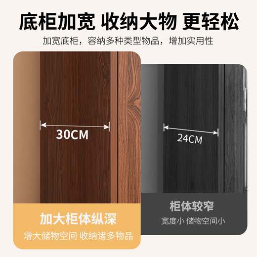 The middle shopkeeper wine cabinet living room wall-mounted integrated cabinet home meal preparation cabinet solid wood color tea cabinet entrance display cabinet partition cabinet 8 doors 2 grids thickened and stable pastoral color 120x30x174c