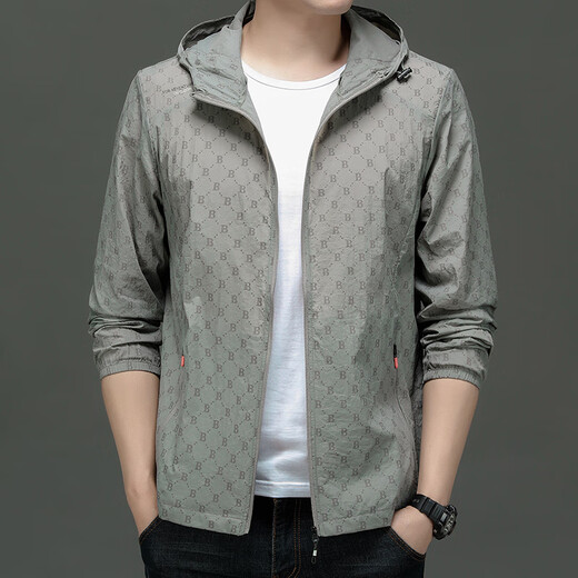 AX Armani high-end brand summer lightweight ice silk sun protection clothing for men outdoor quick-drying fishing skin clothing hooded clip white M