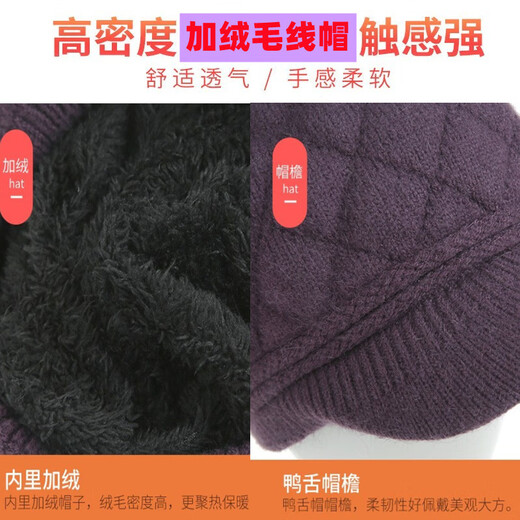 USERJOY winter middle-aged and elderly hats mother's plus velvet warm wool knitted hat grandma cotton hat cold-proof beret