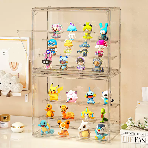Yusenyi Ornament Display Box Rack Storage Blind Box Figure Building Block Toy Display Cabinet Bubble Mart Dustproof Transparent Ladder Fully Transparent Large Three Ladder Fully Transparent Large Three Ladder