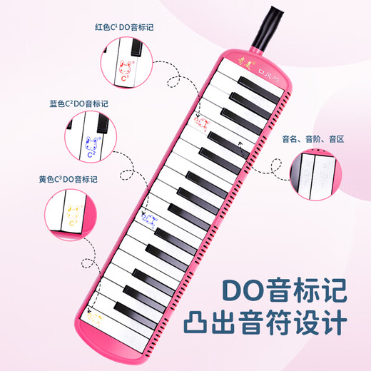 Chimei 32-key teaching recommendation mouth organ Little Princess Mouth Organ (Pink) with playing instructions + note stickers