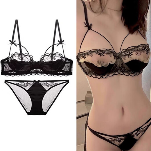 Victoria Palace Sexy Bra Red Benmingnian Bra Set Push-up Small Breast Push-up Push-up Anti-sagging Thin Bra Set Red Set L (Suitable for 36/80ABC)