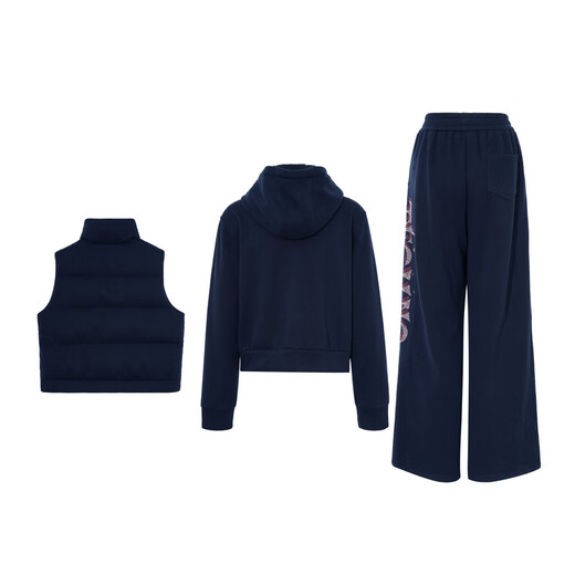 TCH vest suit for women 25 years autumn and winter fashion hot diamond simple style versatile temperament commuter style casual style three-piece set navy blue XL 140-160Jin Jin equals 0.5 kg