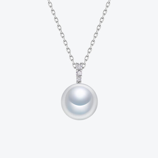 Meluxe 18K gold Australian white seawater pearl pendant single round pearl clavicle chain birthday gift for wife 9-10mm (with silver chain)
