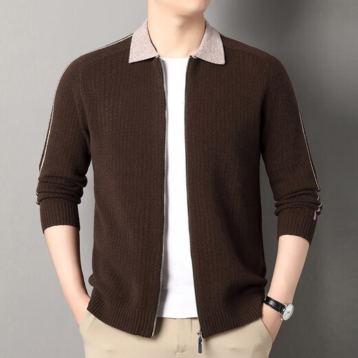 DVW International Brand Men's Wool Cardigan Zipper 100 Pure Wool Fashion Business Thickened Knitted Sweater Jacket High-End New Lime 4XL 130 Suitable for 180-200Jin Jin equals 0.5kg