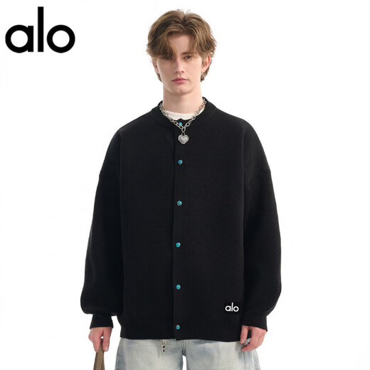 ALO YOGA trendy brand autumn stand-up collar knitted casual couple cardigan sweater jacket gray 2XL 140-160Jin Jin equals 0.5 kg