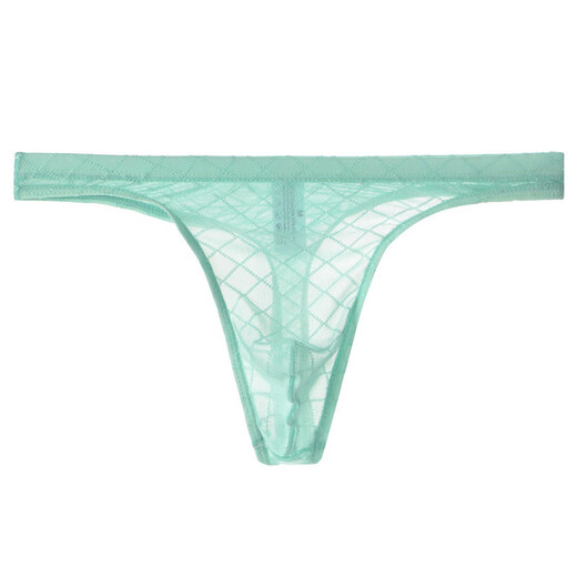 Iosn men's underwear mesh transparent thong sexy soft breathable thin pouch young men's underwear white