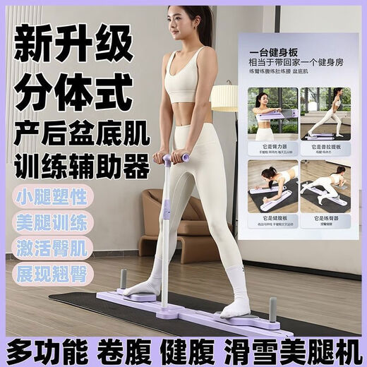 Mo Zhuangyuan multifunctional split-type ski machine for abdominal strengthening and leg beauty at home, full-body exercise Pilates silent rebound tension rope + push-ups + abdominal strengthening + ski machine four-in-one purple basic model -