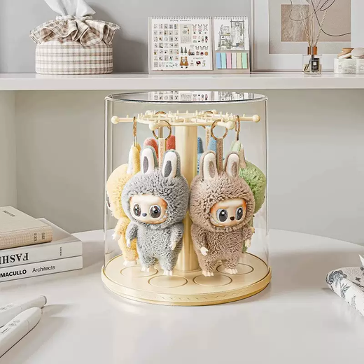 Yusenyi Labubu display box vinyl doll blind box doll pendant display stand Bubble Mart handmade baby labubu storage box (cream color 2 pack) high transparency and smooth rotation