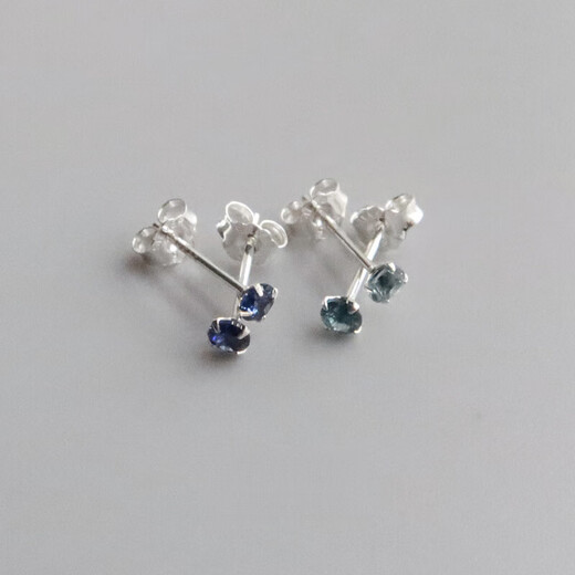 Xidian natural tanzanite 3mm sapphire earrings London blue topaz mini sterling silver ears for women Tanzanite blue 3mm | silver pair