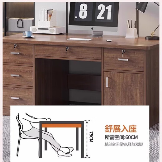 Jingpei Logistics Solid Wood Computer Desk Bedroom Home Desk Student Writing Desk Office Simple Desk Solid Wood Ecological Board - Wilderness Five Drawing 120*60*73