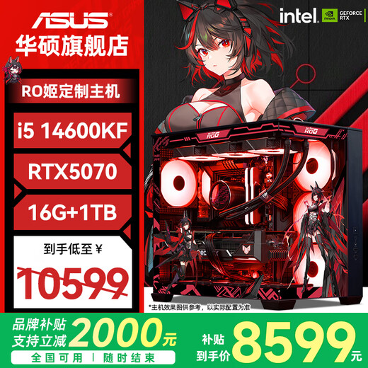 ASUS (ASUS) ROG family bucket ASUS RTX5080 host 5070TI computer host 5070/265KF/14600KF game desktop assembly computer host complete machine DIY assembly machine with seven i5 14600KF + ASUS RTX5070