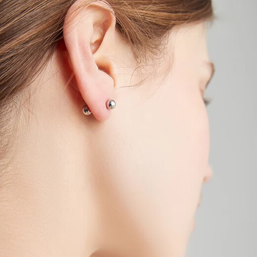 S999 sterling silver round bead earrings screw double-ended bean earrings to support ear holes and prevent clogging without removing ear bone nails full silver earrings screw style 5mm sterling silver round bead earrings a pair