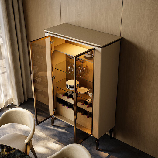 Yusenyi TAZA light luxury minimalist wine cabinet modern new display cabinet villa home dining side cabinet integrated wall high cabinet TAZA -2025 new product-guaranteed double door