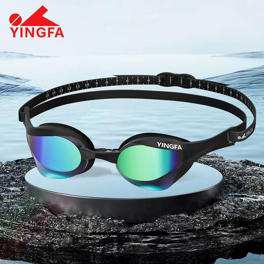 YINGFA Professional Competition Swimming Goggles HD Anti-fog Men's and Women's Cobra Training Competition Blade Coated Swimming Goggles Black