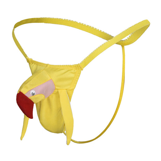 Ye Zimei men's sexy underwear with JJ set thong role-playing cock sexy underwear bird head T-pants yellow one size