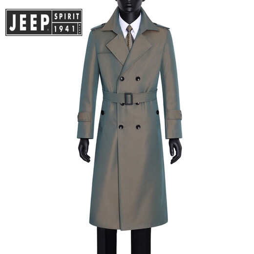 JEEP SPIRIT Jeep Men's Spring and Autumn Over-the-Knee Long Fashionable and Handsome Color Changing Extra Long Trench Coat Slim Jacket Fashion Coat Gray XL Recommended 150Jin Jin equals about 0.5kg