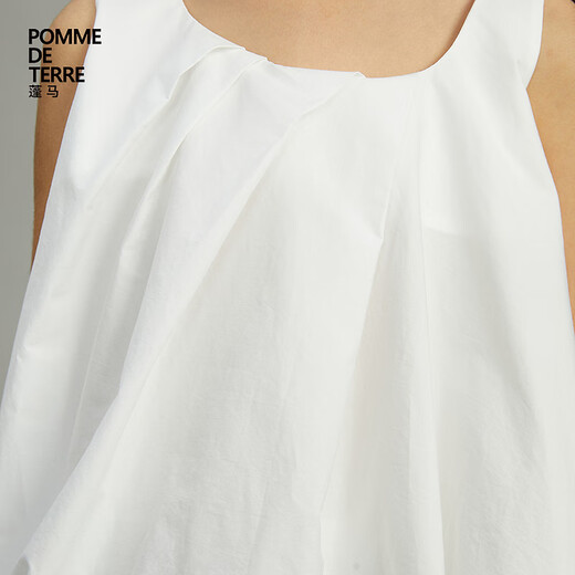 Pommedeterre big children's shirt sleeveless solid color lantern type cotton comfortable spring and summer clothing for girls AO6210750 101/bleached 150 cm