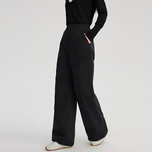 ERAL high-waisted down pants, fashionable and casual leggings, slim and can be worn outside to keep out the cold, straight-leg pants for women 9032, carbon black 55 155/60A
