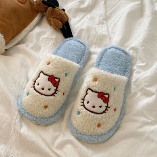 Cartoon fabric cotton slippers for spring, autumn and winter baby indoor home soft sole non-slip fashion versatile toe-toe cotton slippers for women pink 40.5 40-41