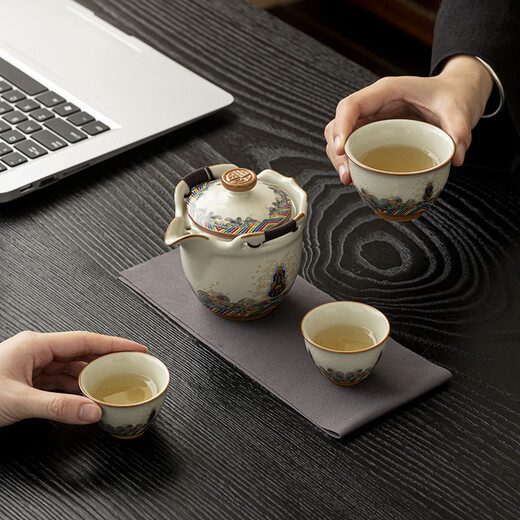 Tangfeng Ruyao travel tea set portable quick cup single teapot Haihaijiangya travel travel tea set