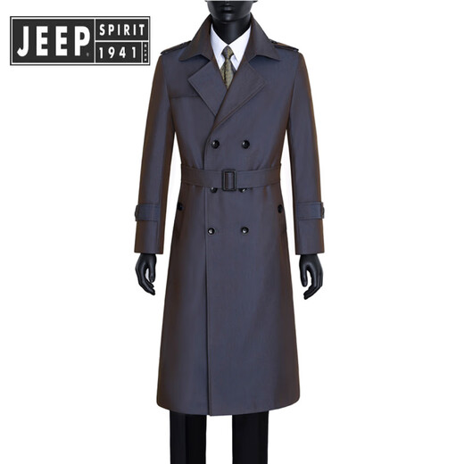 JEEP SPIRIT Jeep Men's Spring and Autumn Over-the-Knee Long Fashionable and Handsome Color Changing Extra Long Trench Coat Slim Jacket Fashion Coat Gray XL Recommended 150Jin Jin equals about 0.5kg