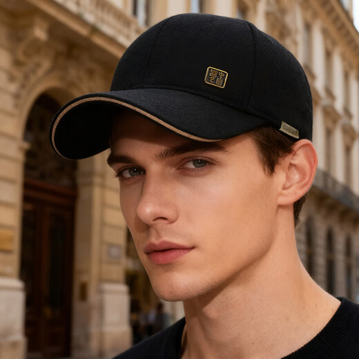 Autumn winter new national style hat men's woolen velvet baseball cap middle-aged and elderly ear protection thickened warm duck cap black one size adjustable