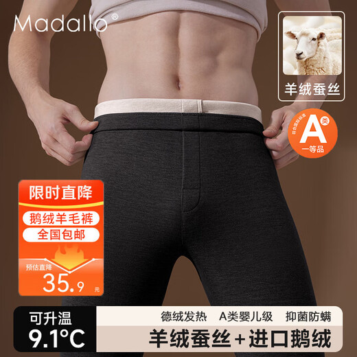 Modal Class A Cashmere Warm Pants Men's Heated Underwear Autumn and Winter Goose Velvet Thin Velvet Underwear Thick Line Pants Bottoming Wool Pants