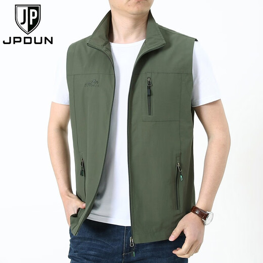 JP马甲男薄款速干透气背心多口袋马夹9618 卡其色 L (适合125斤-140斤)
