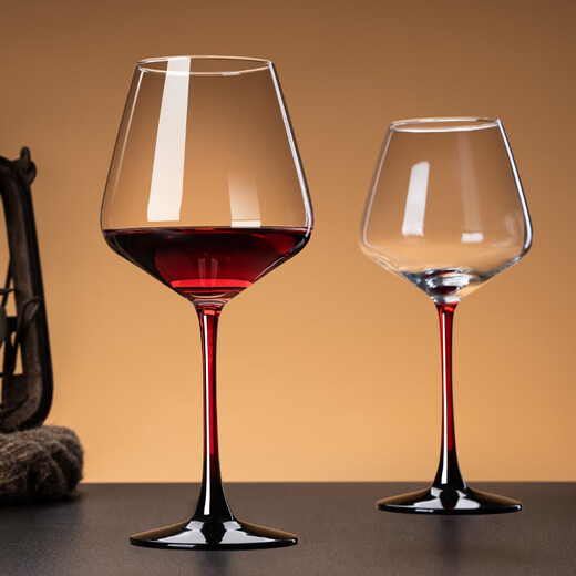 Crystal red wine glass decanter home set light luxury high-end European-style burgundy tall wine glass high-value red stem 450ml red wine glass 6 pieces + white diamond rotating stand +