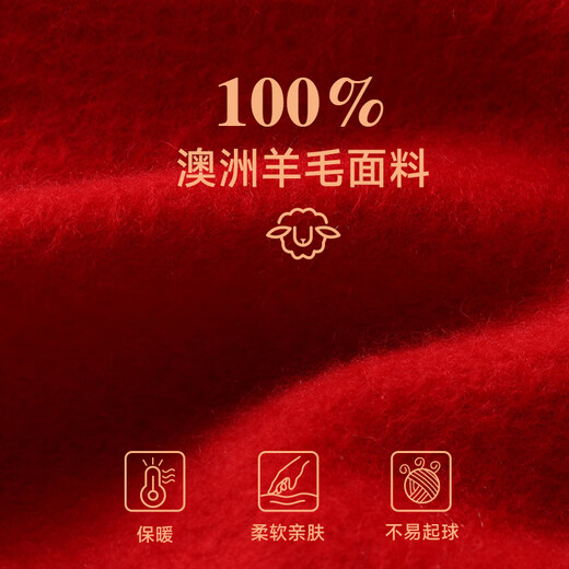 Hengyuan Xiang Red Scarf Women's Autumn and Winter Wool Women's Scarf New Year's Eve Party Gift for Mom's Birthday Qiji Red Gift Box