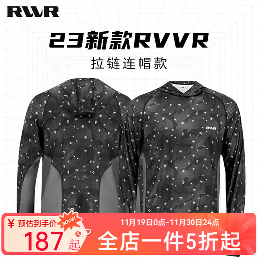 RVVR23 New Ice Silk Hooded Summer Fishing Suit Breathable Lure Summer Cooling Clothes Men Hooded Style-Black Water Drop S