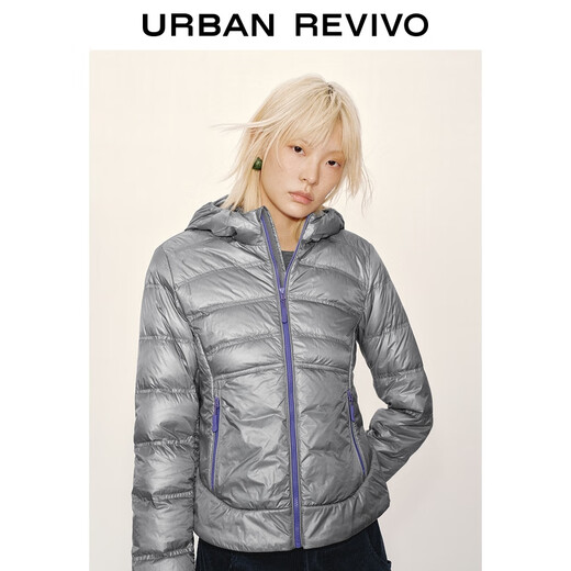 UR new winter women's futuristic quilted zipper down jacket UYL150051+ dark gray S