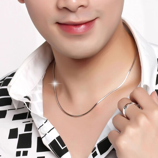 MZMZ platinum necklace men's pt950 platinum simple clavicle chain versatile accessories Valentine's Day birthday gift for girlfriend light luxury fashion snake bone chain 2mm chain length 55cm