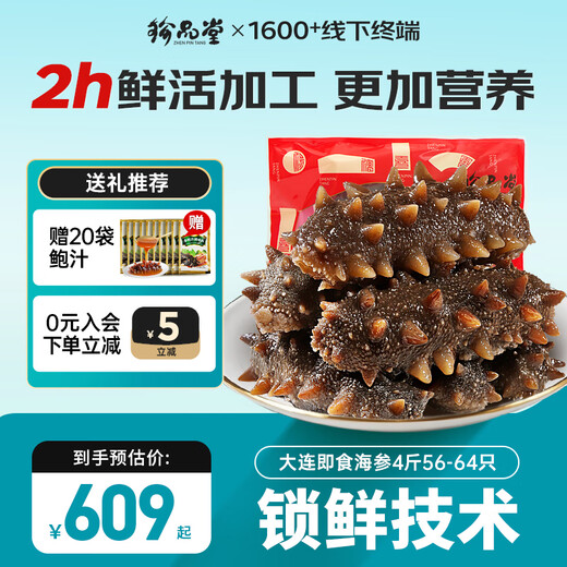 Zhenpintang Dalian ready-to-eat sea cucumbers ready to eat fresh sea cucumbers individually packaged seafood aquatic products gifts for elders Dalian bottom-sown sea cucumbers ready to eat 4 Jin Jin equal to 0.5 kg 56-64 pieces