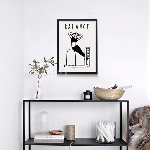 Ruixi balance yoga studio decorative painting yoga fitness room background wall hanging painting Pilates line style mural A 30*40CM_art texture surface 2.5cm aluminum a