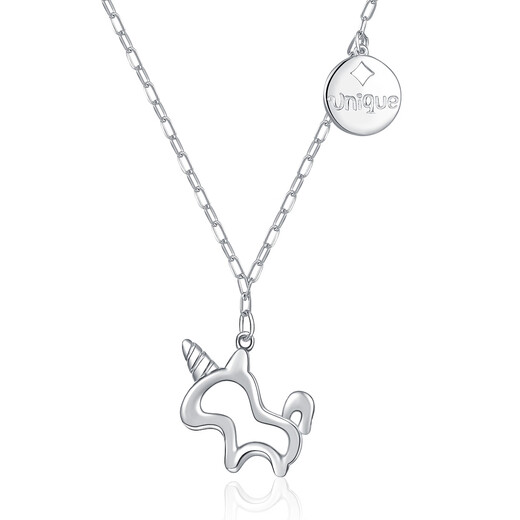 Wanfu Long Fritillary Unicorn pt950 Platinum Necklace for Women Niche Simple Cute Personalized Platinum Pendant Best Friend Gift Gift Platinum PT950 Niche Cute Unicorn Necklace 4.82g