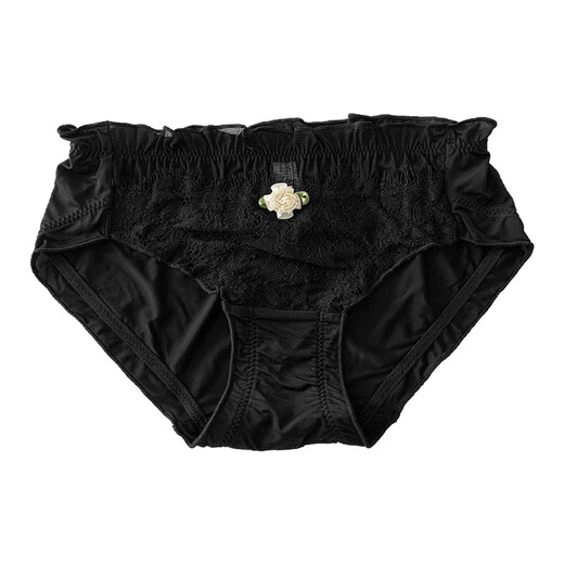 Universal sexy lace panties for women in summer thin bow flower pure lust breathable low-waist briefs lace black 12% off for purchases of 5 pieces M