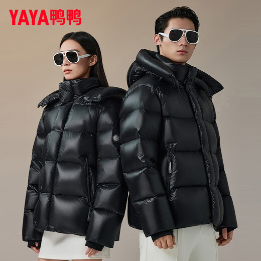 Duck Duck Black Label Goose Down Series Goose Down Down Jacket Couple Short Style 2025 Winter New Thickened Coldproof Jacket HY Black M (170) 222g Down Filled