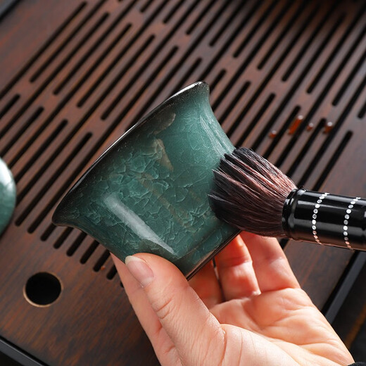 Kanglepin Black Ice Glaze Tea Set Complete Set of Household Ceramic Ice Crack Glaze Teapot Teacup Water Ice Flower Kung Fu Tea Set Qianchuan (Plate) + Black Ice Covered Bowl Teapot 14-Simple Pack