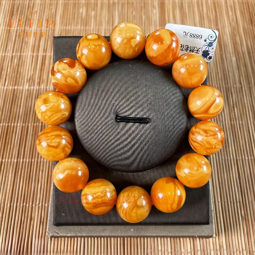 Layun Feiyin 7A natural demon flower beeswax bracelet for men with Russian material presbyopic wax flowing pattern rosary can be collected as a high-end gift. 7A high-end presbyopic wax 14-14.5mm (with certificate)
