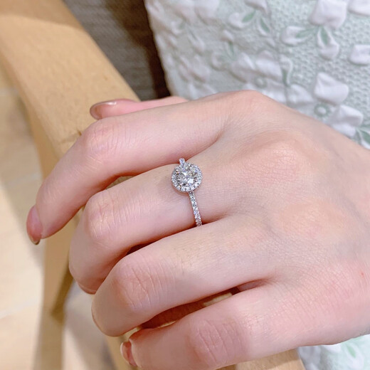 I Do platinum PT950 diamond ring 1 carat classic round cultivated diamond wedding ring proposal wedding anniversary gift for wife classic round 50 points diamond opening adjustable