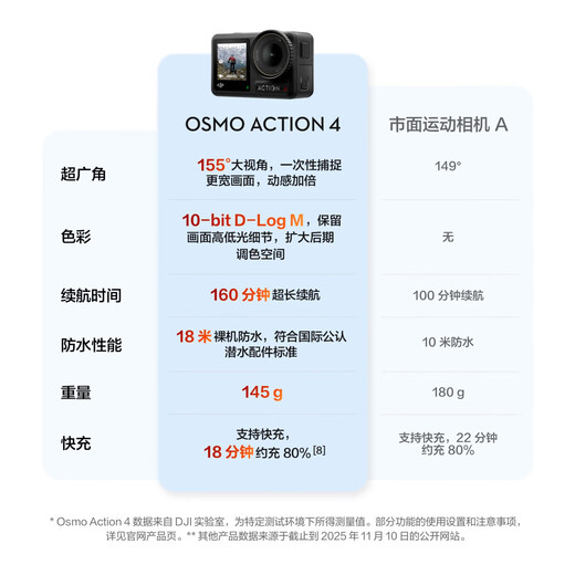 DJI Osmo Action 4 standard set Osmo sports camera motorcycle mountain road riding diving outdoor vlog camera + 128G memory card