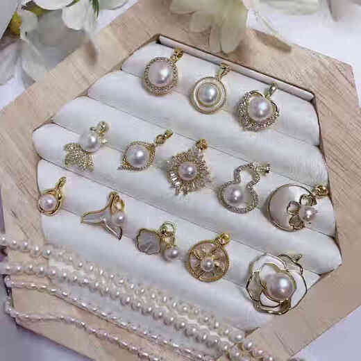 Shixi natural freshwater pearl pendant copper imitation gold color preservation without chain diy accessories necklace pendant buckle pendant buckle head fishtail pearl pendant