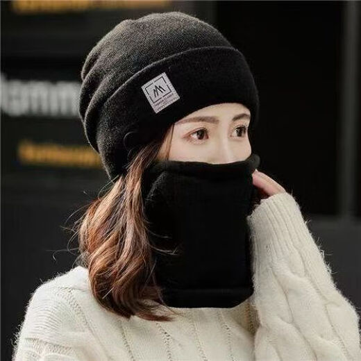 KAROND autumn and winter hat women's warm and cold-proof woolen hat knitted hat Korean version versatile cycling winter confinement hat pile hat gray hat + scarf plus velvet 56-56 one size fits all